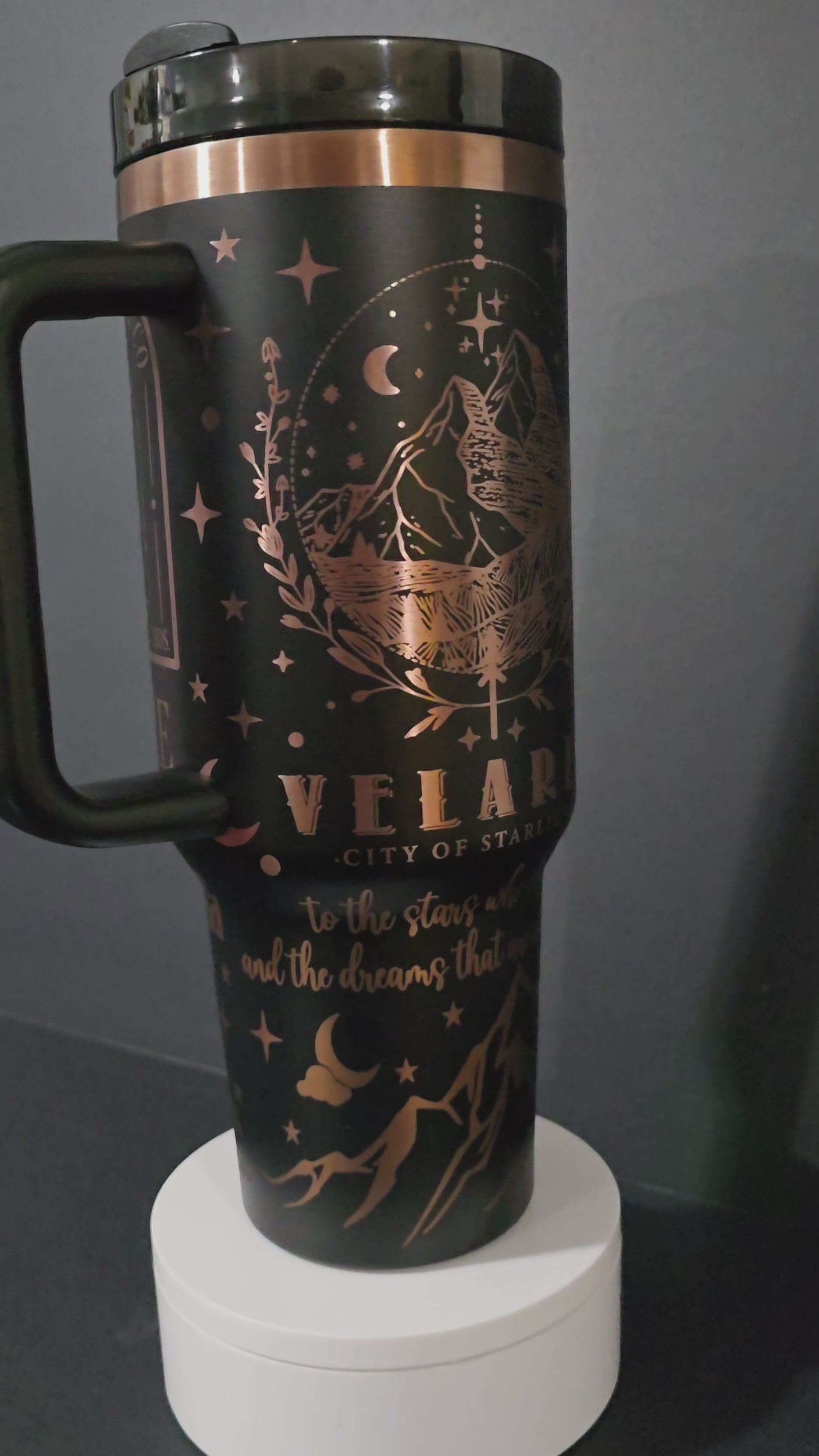 ACOTAR themed Black & Bronze 40oz Tumbler – Against The Grain Wood Work