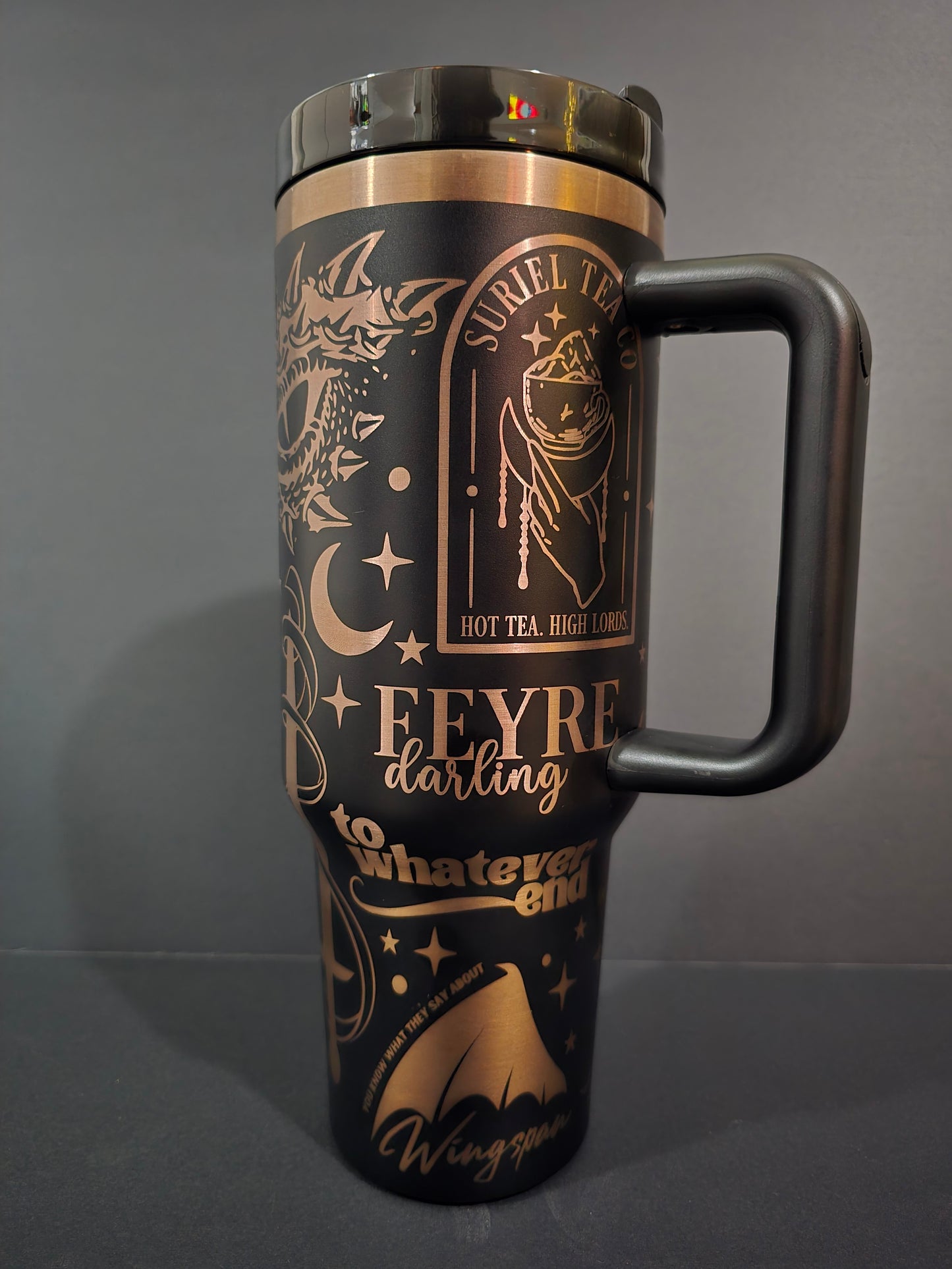 ACOTAR themed Black & Bronze 40oz Tumbler