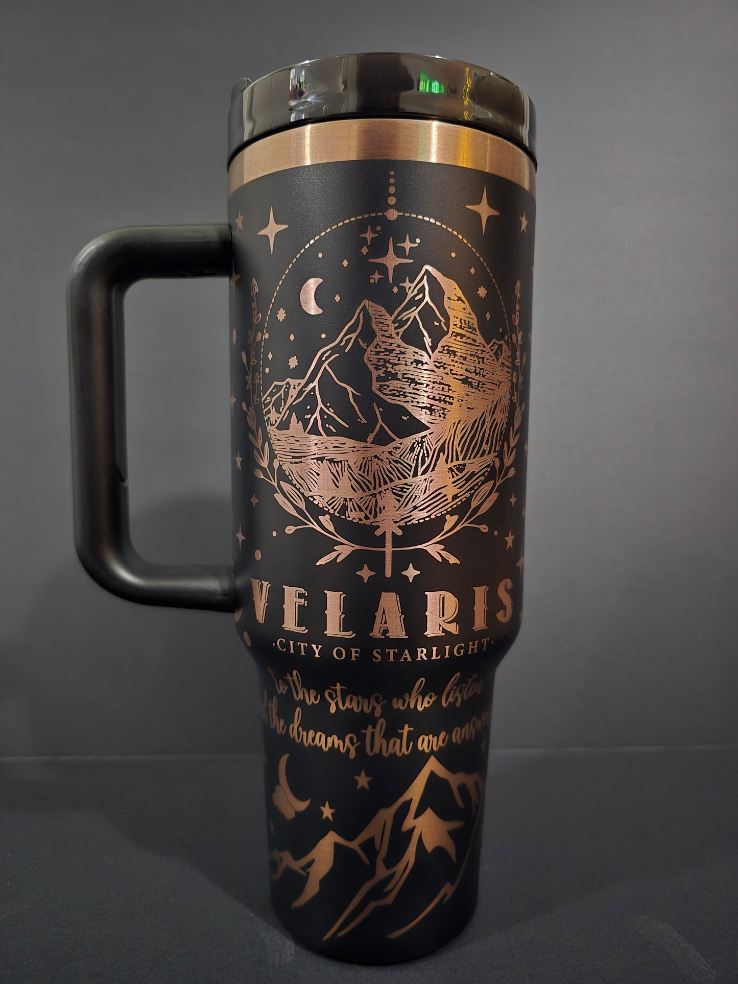 ACOTAR themed Black & Bronze 40oz Tumbler