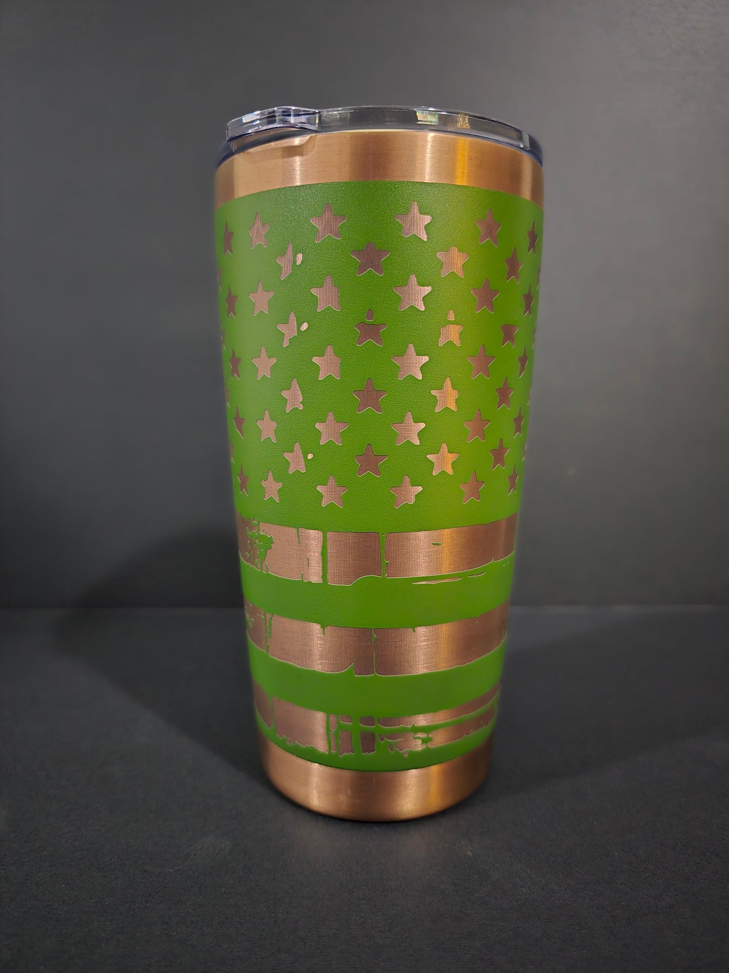 Distressed American Flag Black & Bronze 20oz Coffee Tumbler