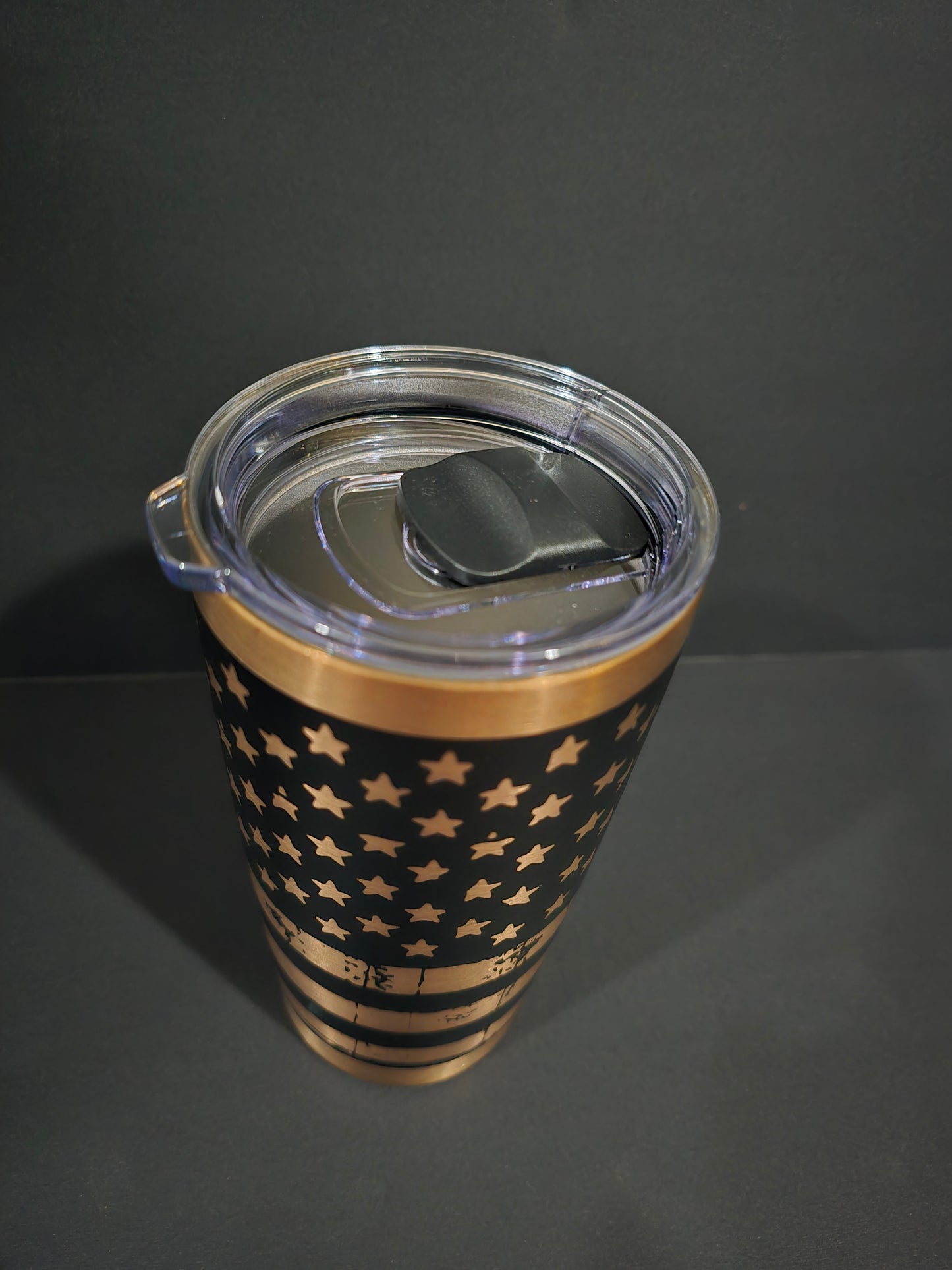 Distressed American Flag Black & Bronze 20oz Coffee Tumbler